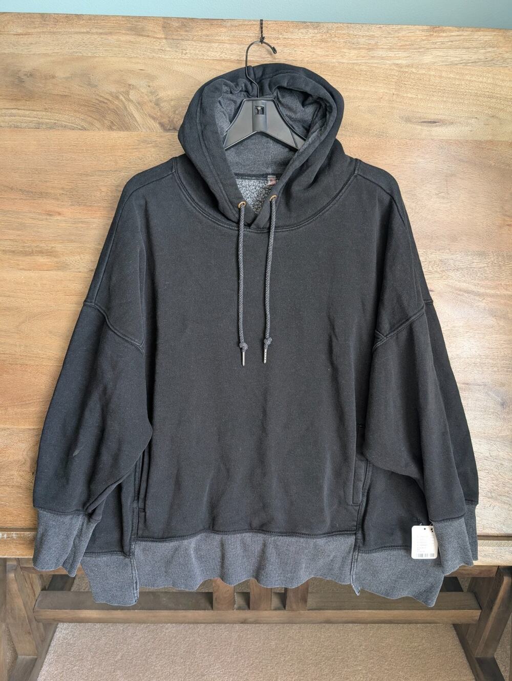 NWT FP Movement Free People Hoodie Women M Black Oversized Fleece Lined Pullover